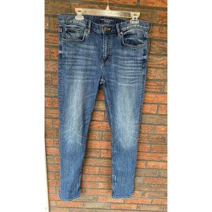 Banana Republic Traveler Jeans 34 Slim Fit Blue Stretch Denim Destroyed Ripped